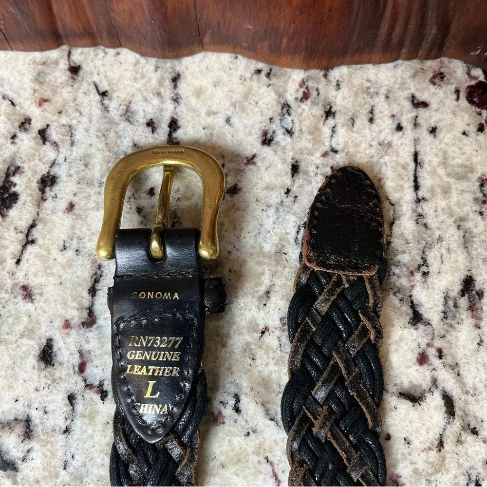Sonoma Black and Brown Leather Belt with Gold Buckle